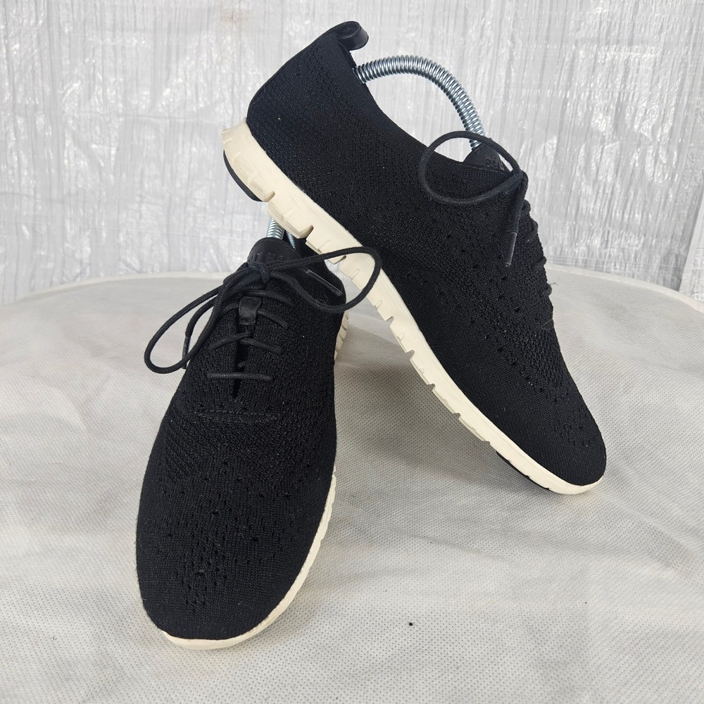 Cole Haan Zerogrand Stitchlite‎ Oxford Mens 10B Black Knit Wingtip Shoes W06723
